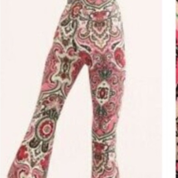 FP pink paisley high waist flare pant, XS, - Picture 1 of 3